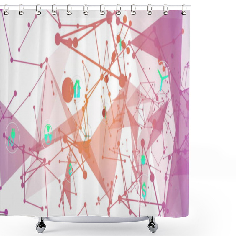 Personality  Image Of Network Of Connections And Data Processing. Global Connections, Computing And Data Processing Concept Digitally Generated Image. Shower Curtains