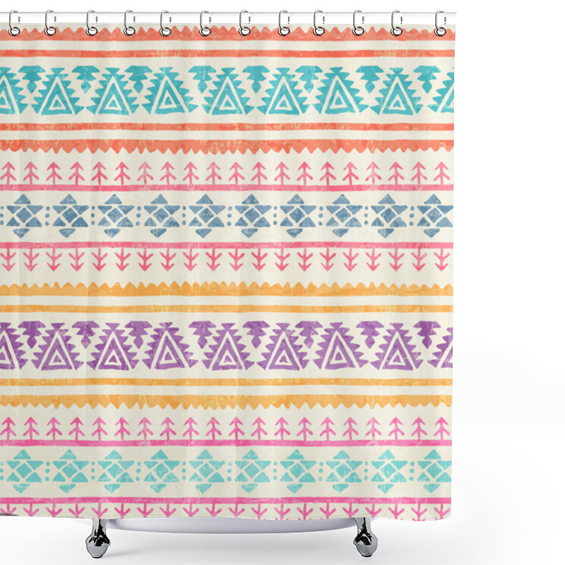 Personality  Tribal Seamless Pattern With Archaic Geometric Ornament Shower Curtains