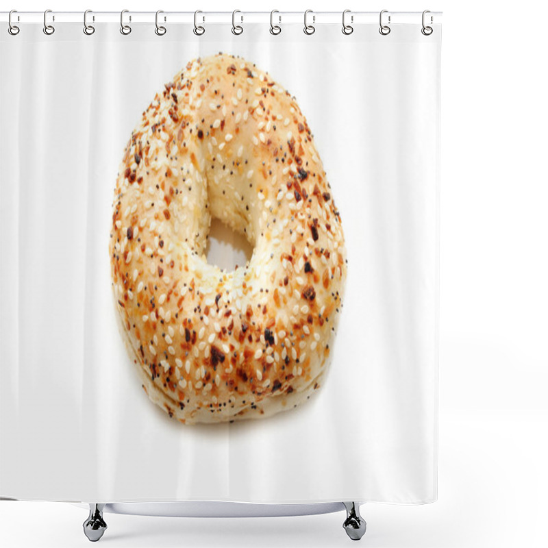 Personality  Fresh Delicious Everything Bagel Isolated Over White Shower Curtains