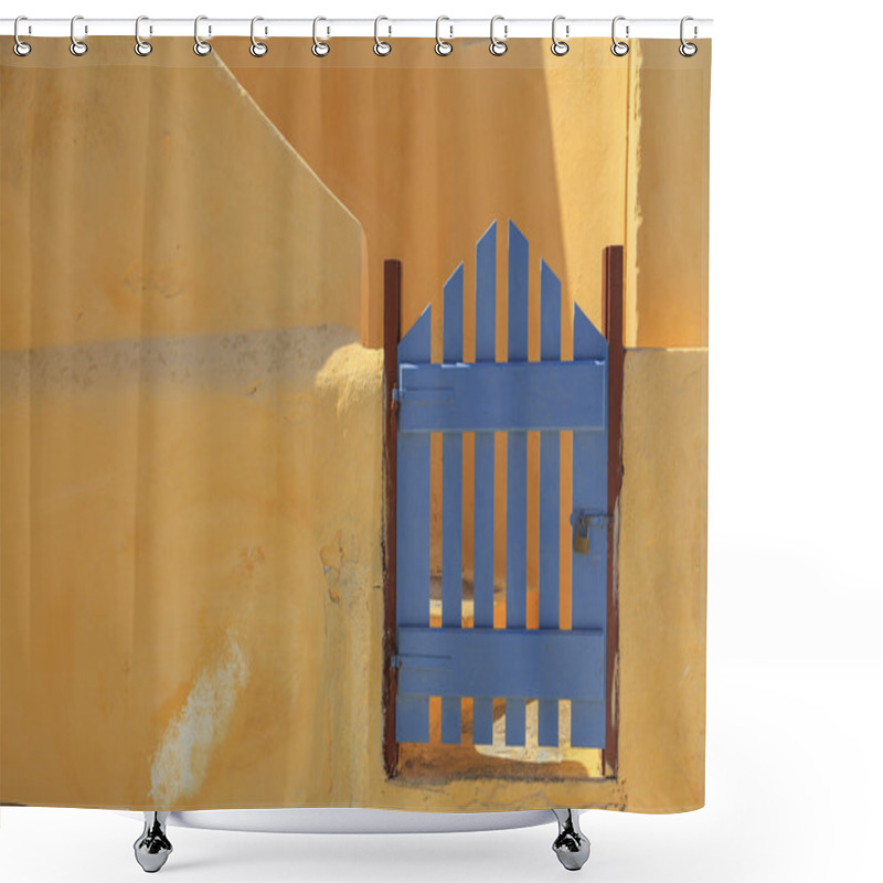 Personality  Blue Gate In Greece Shower Curtains