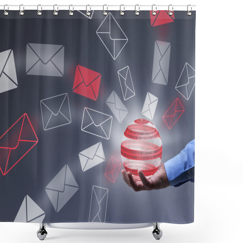 Personality  Businessman Taking Control Of Digital Information Flow Shower Curtains