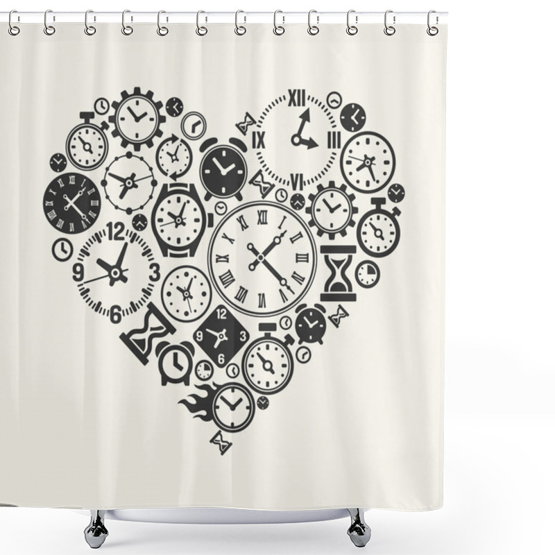 Personality  Vector Hours Heart Shower Curtains