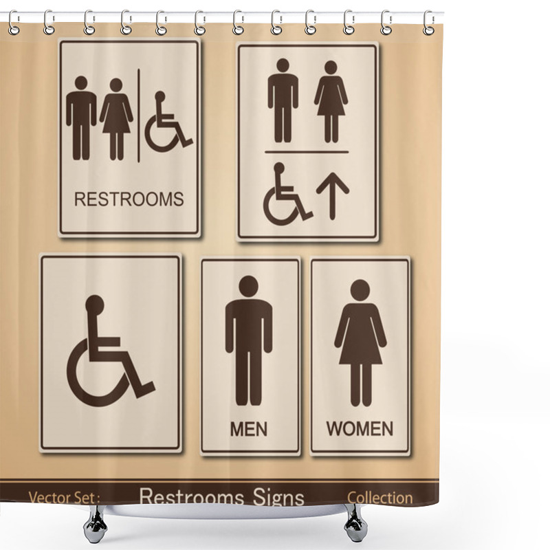 Personality  Restroom Signs Vector Collection Shower Curtains