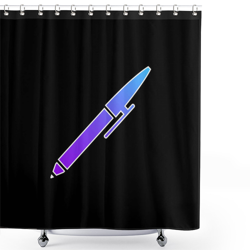 Personality  Ballpoint Pen Blue Gradient Vector Icon Shower Curtains