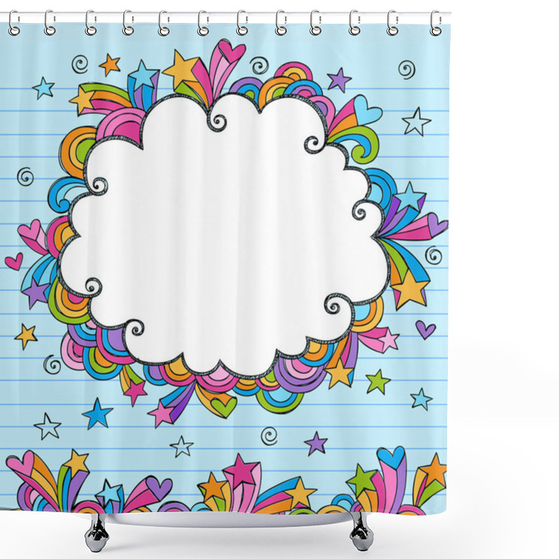 Personality  Clouds Sketchy Doodles Vector Illustration Page Border Shower Curtains