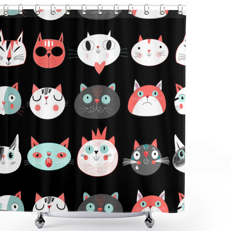 Personality  Seamless Pattern Of Cats Shower Curtains