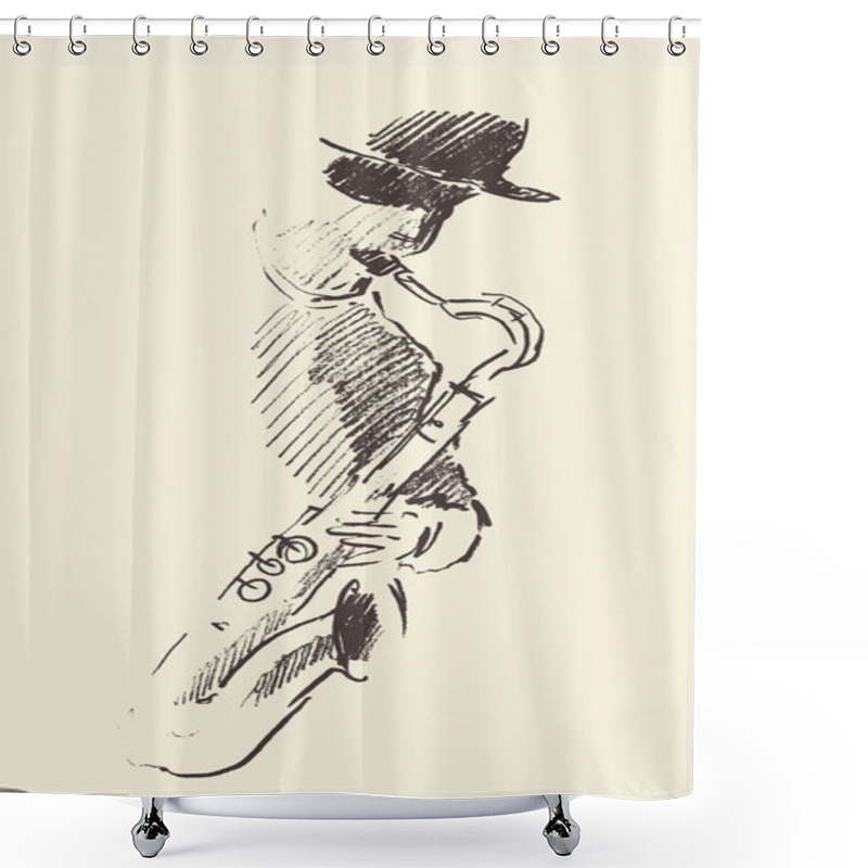 Personality  Jazz Poster Saxophone Music Acoustic Consept Shower Curtains