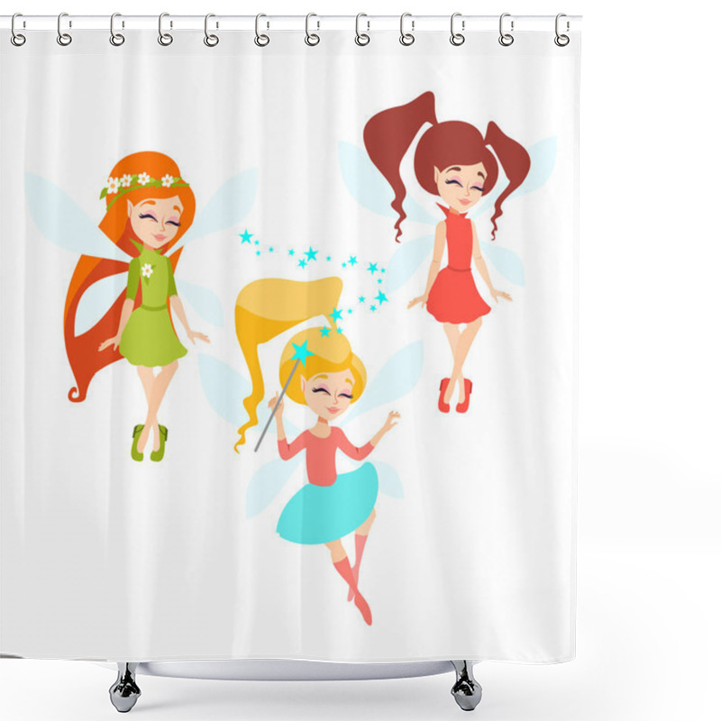 Personality  Cute Cartoon Flying Fairies Shower Curtains