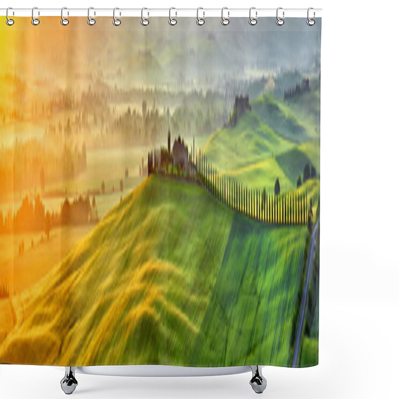 Personality  Countryside In Tuscany Province On Sunrise Shower Curtains