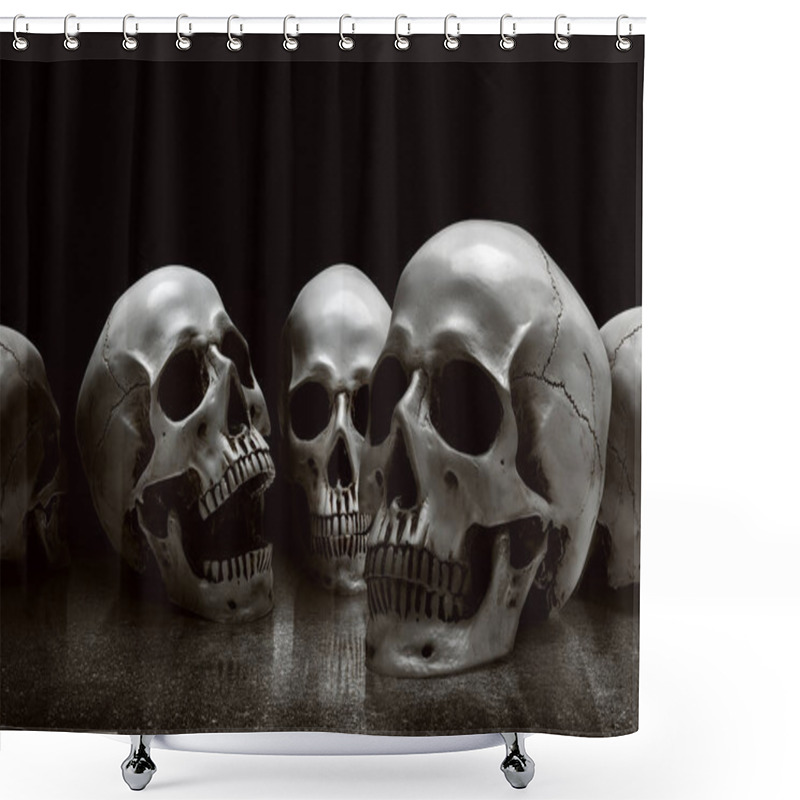 Personality  Human Skull On The Floor Shower Curtains