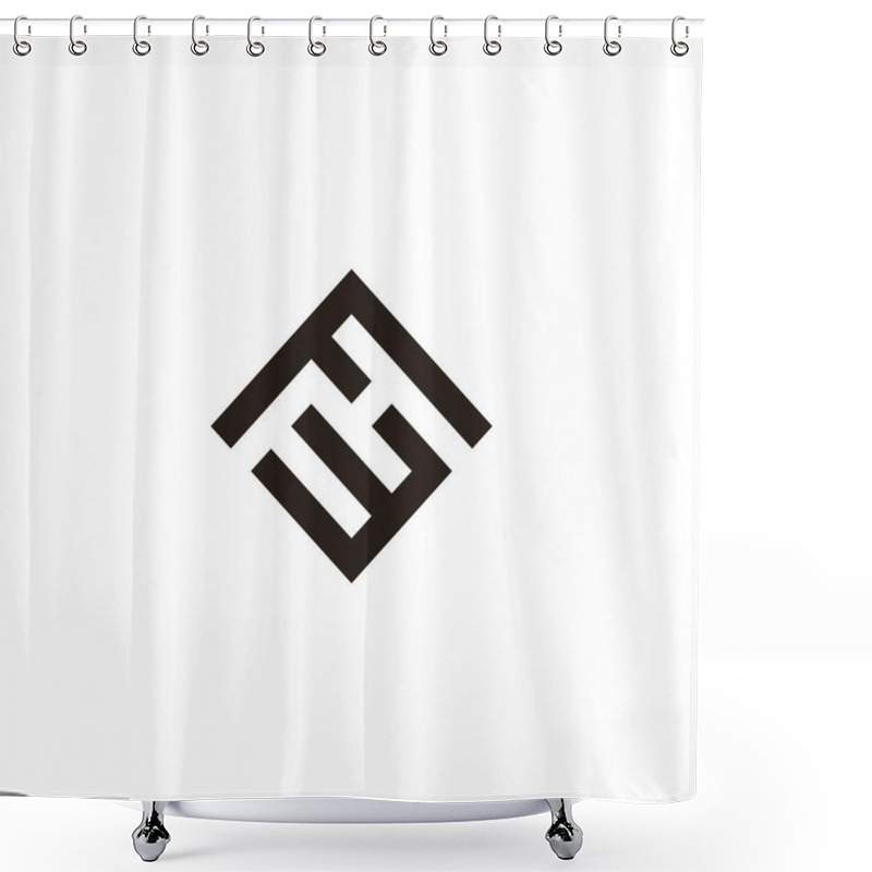 Personality  Letter Fw Square, Elegant Geometric Symbol Simple Logo Vector Shower Curtains