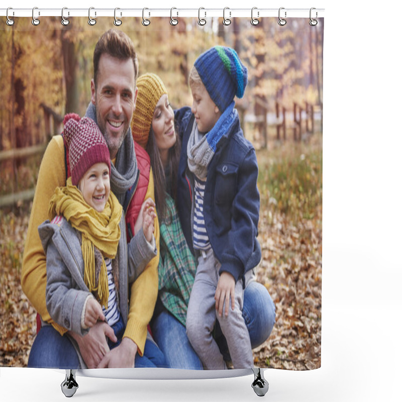 Personality  Playful With Family In The Forest  Shower Curtains