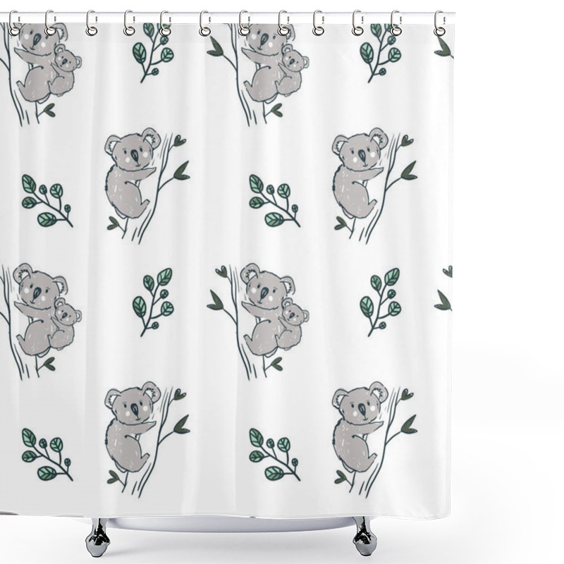 Personality  Koala Bear Seamless Pettern On Pink Background. Kids Wallpaper. Perfect For Textile. Shower Curtains