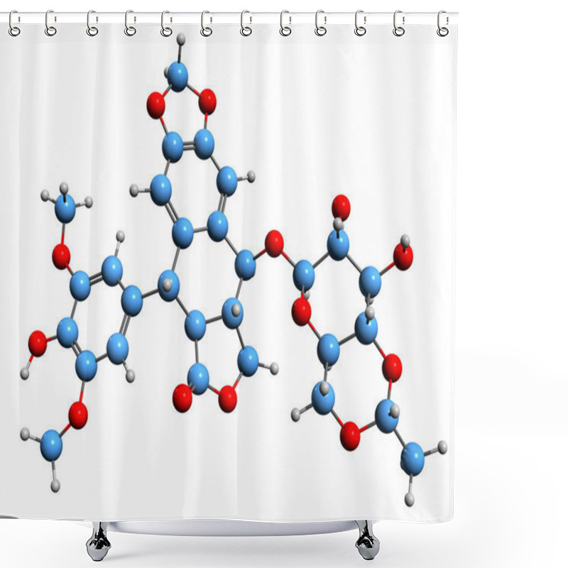 Personality  3D Image Of Etoposide Skeletal Formula - Molecular Chemical Structure Of  Chemotherapy Medication Isolated On White Background Shower Curtains