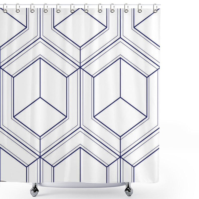 Personality  Geometric Cubes Abstract Seamless Pattern Background Shower Curtains