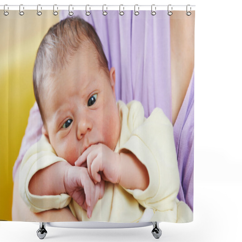 Personality  Squint Of Newborn Baby Shower Curtains