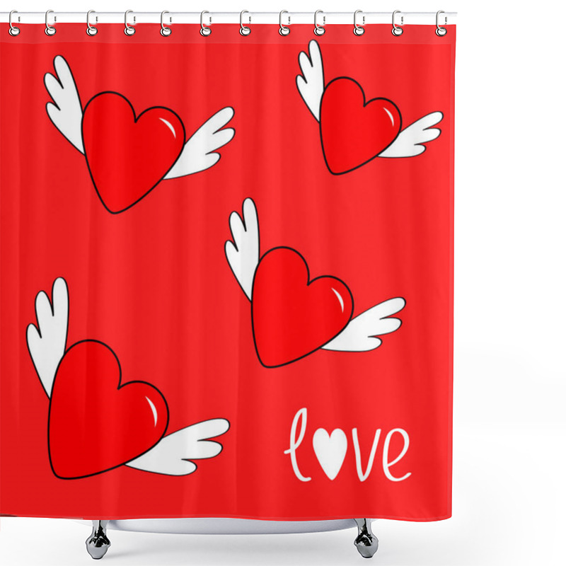 Personality  Hearts Set With Wings Shower Curtains