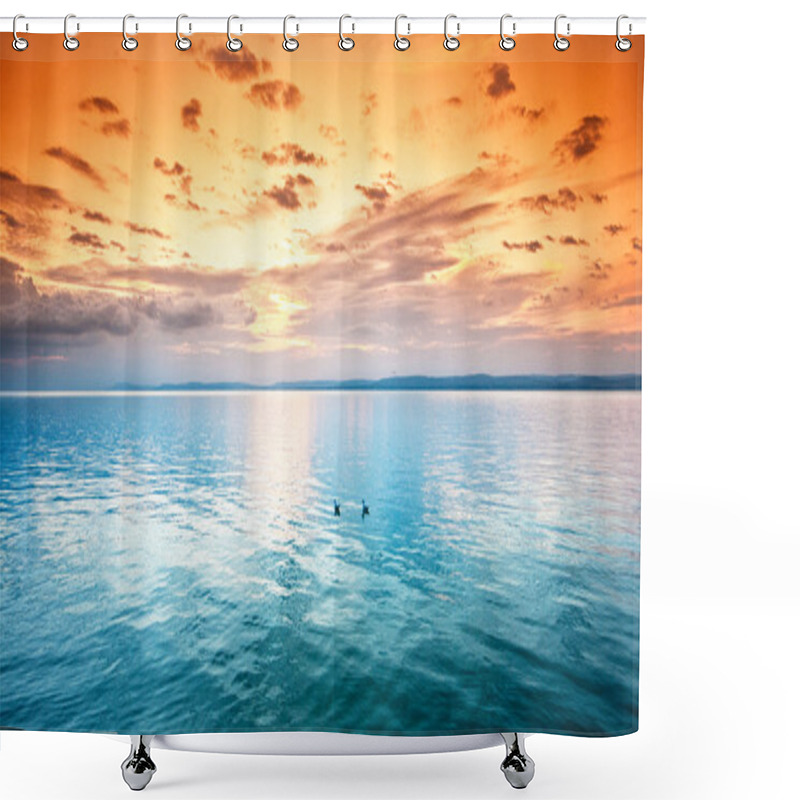 Personality  Sunset Over Lake Balaton Shower Curtains