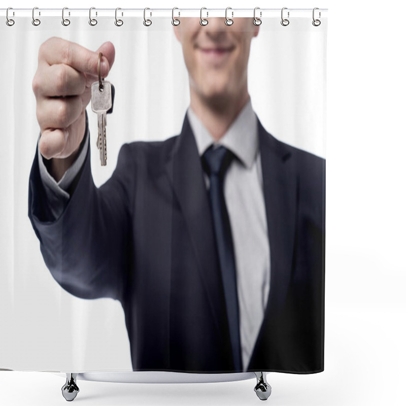 Personality  Businessman Giving House Keys Shower Curtains