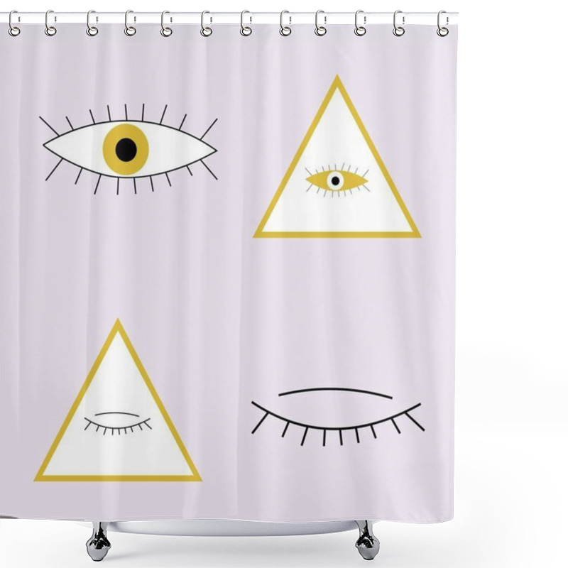 Personality  Set Of Masonic Symbols Pyramids And Eyes Shower Curtains