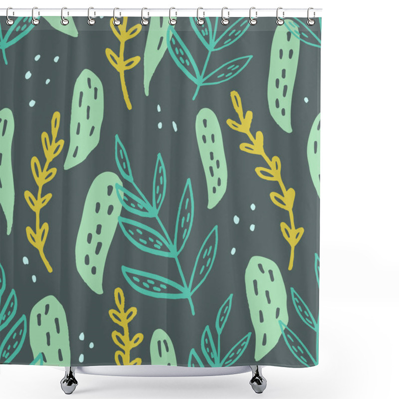 Personality  Hand Drawn Seamless Pattern. Cute Leaves And Branches. Vector Illustration Shower Curtains