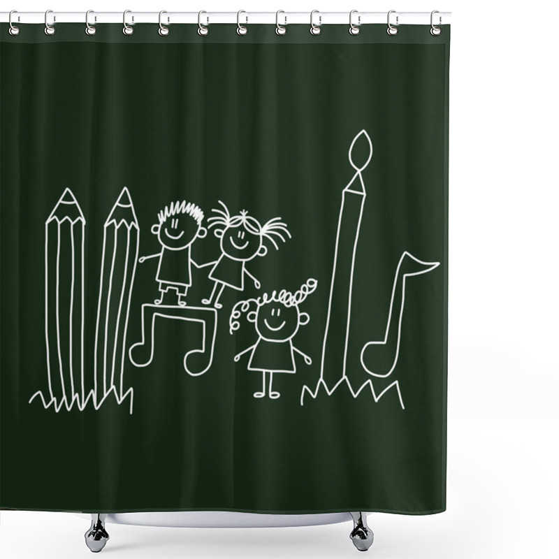 Personality  Happy Children. School And Education Vector Image. Shower Curtains