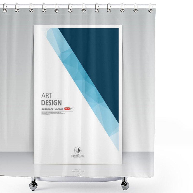 Personality  Abstract Composition. Blue Polygonal Texture. Triangle Part Construction. Brochure Title Sheet. Creative Figure Icon. Sapphire Diamond Facet. Crystal Glass Surface. Transparent Banner Form. Flyer Font Shower Curtains