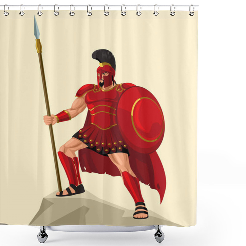 Personality  Greek God And Goddess Vector Illustration Series, Ares, Is The Greek God Of War. He Is One Of The Twelve Olympians, And The Son Of Zeus And Hera Shower Curtains