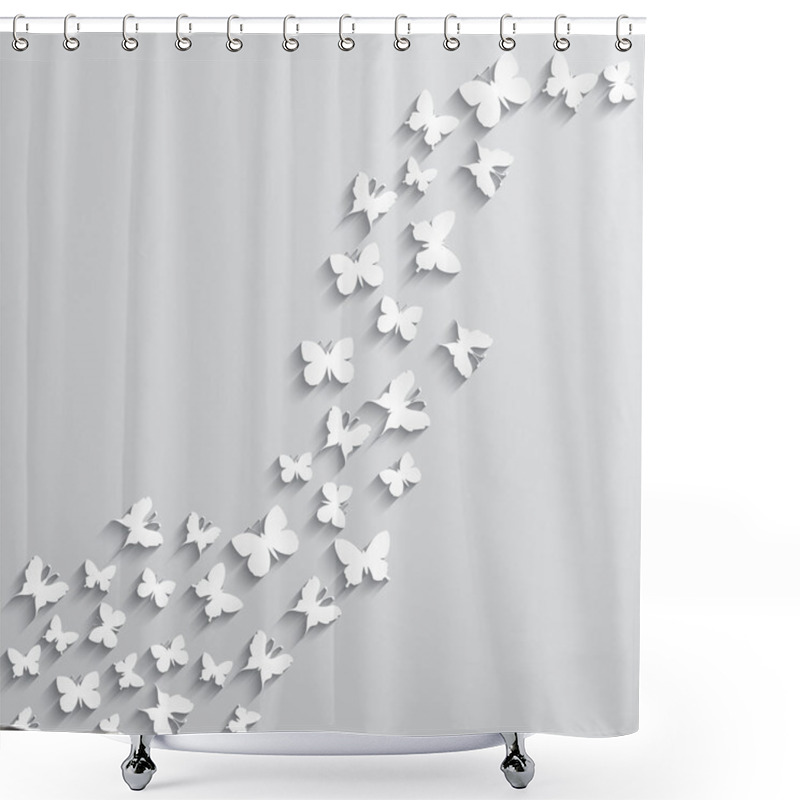 Personality  Abstract Background With Paper  Butterfly In The Wave Form.  Shower Curtains