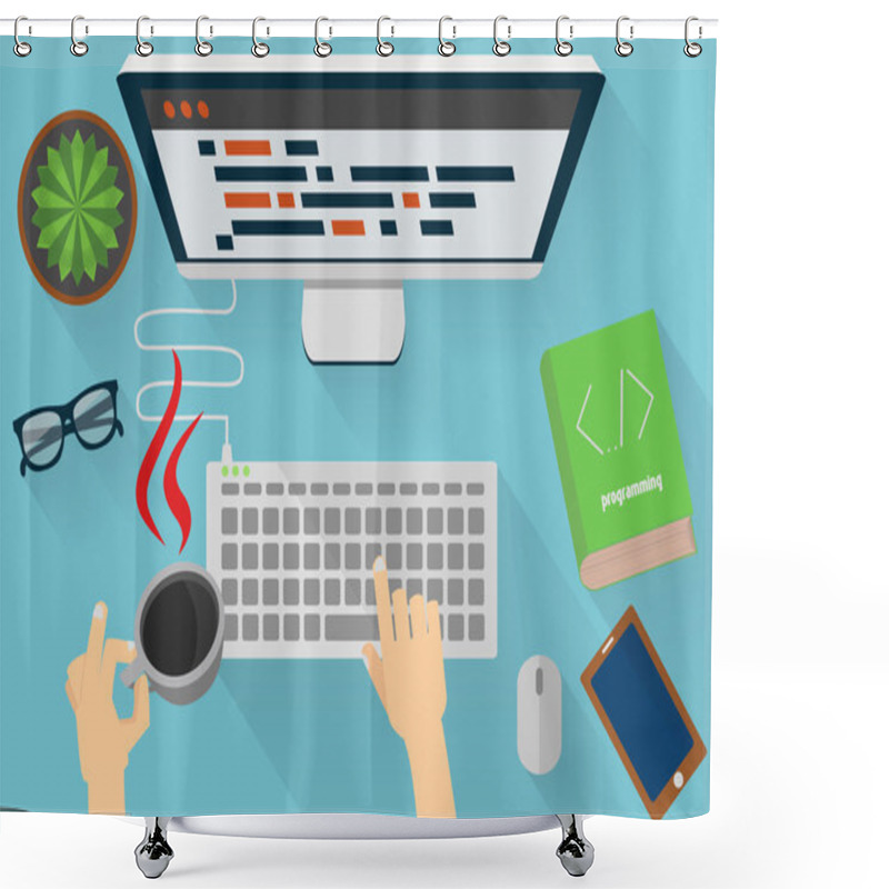 Personality  Java Programmer At Work Shower Curtains