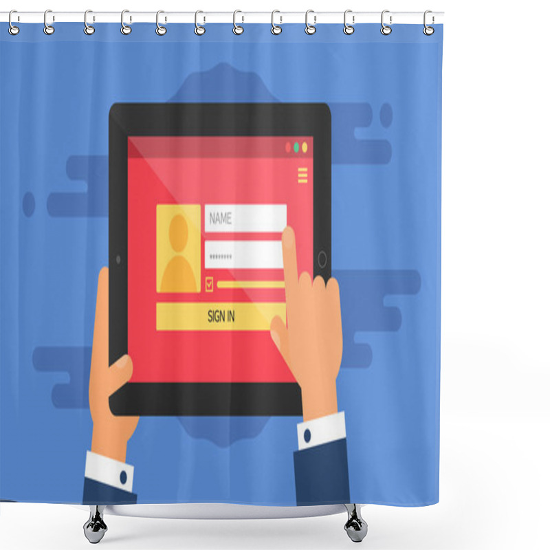 Personality  Web Template Of Tablet Login Form Shower Curtains