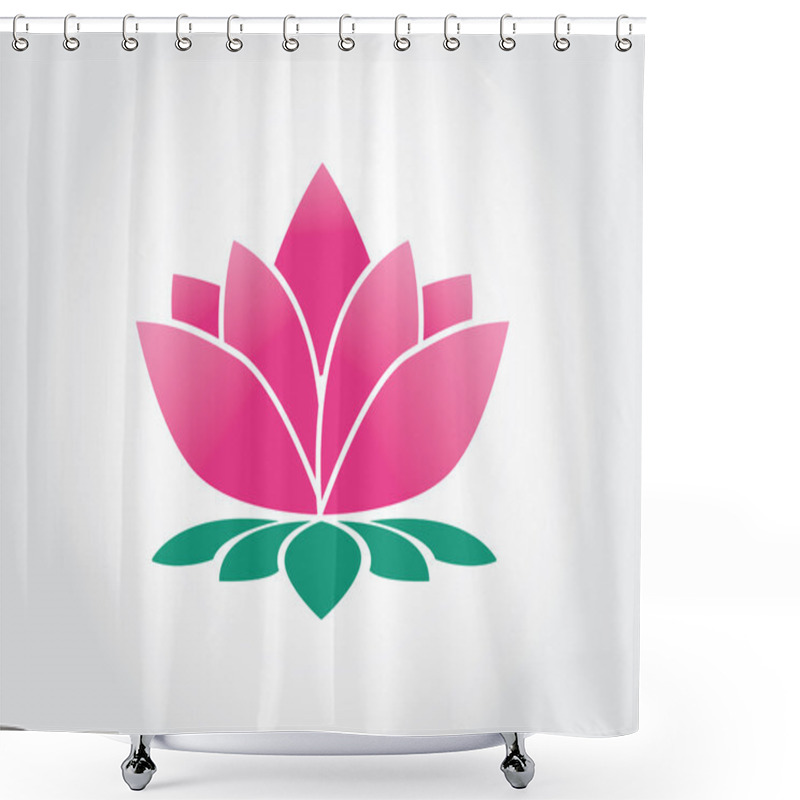 Personality  Lotus Flower Abstract Vector Logo Design Template With Human Doing Yoga . Health & SPA Creative Idea. Asian Culture Concept Symbol Icon Shower Curtains