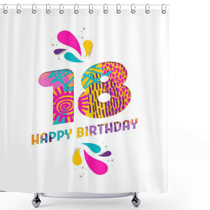 Personality  Happy Birthday 18 Year Paper Cut Greeting Card Shower Curtains