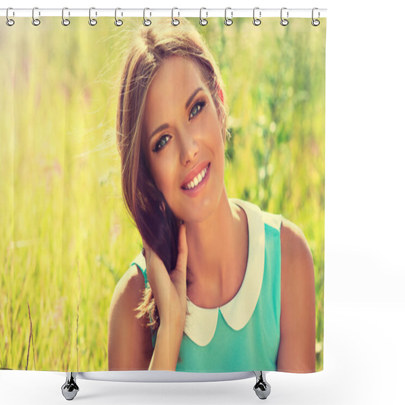 Personality  Beautiful Girl In Summer Grass Shower Curtains