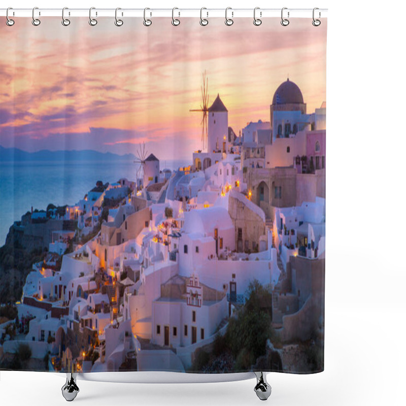 Personality  Lights Of Oia Village At Night Shower Curtains