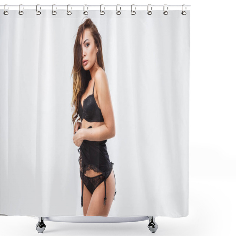 Personality  Beautiful Young Woman In Underwear Shower Curtains