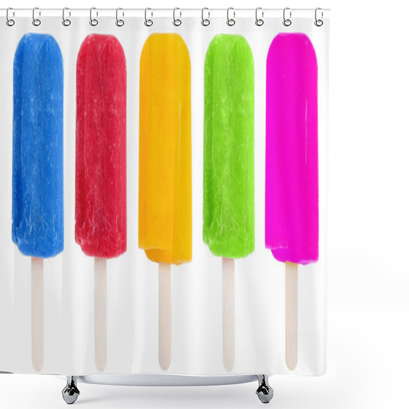 Personality  Popsicles Popsicle Collection Assorted Ice Cream Lolly Icecream Ice-cream Summer Isolated On A White Background Shower Curtains