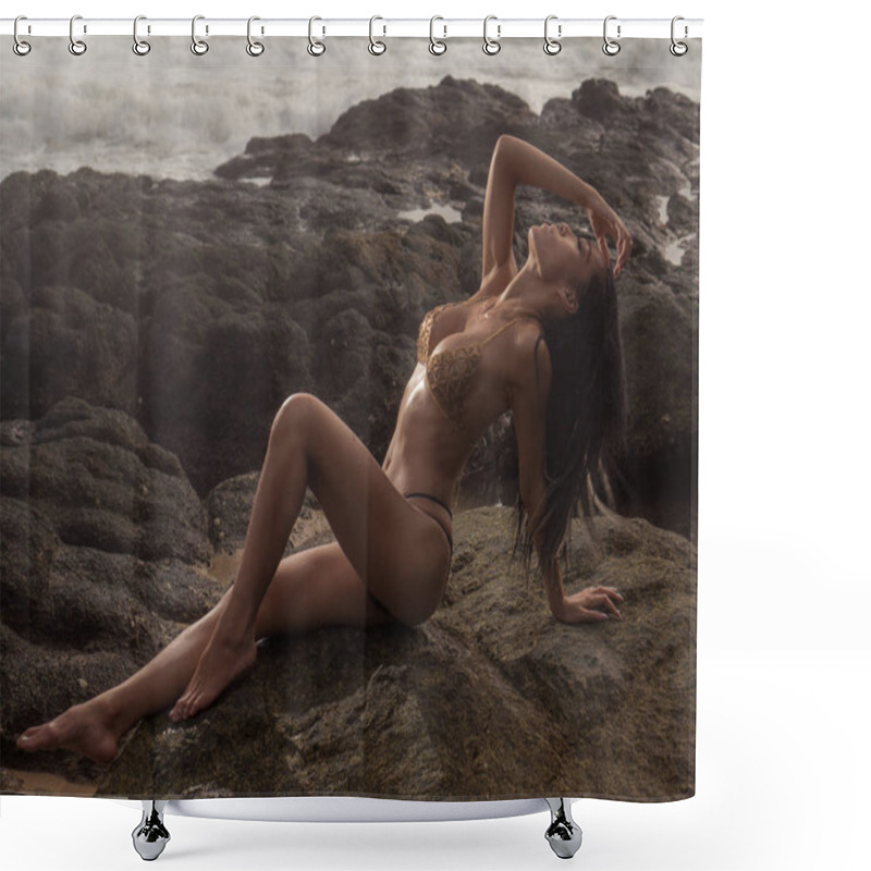 Personality  Sensual Woman At The Beach Shower Curtains