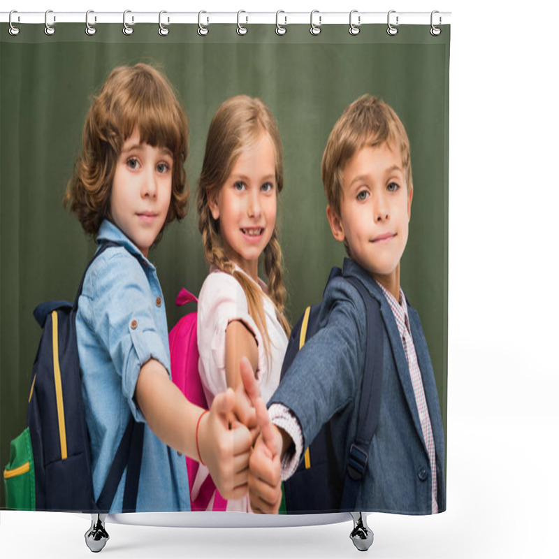 Personality  Schoolchildren Showing Thumbs Up Shower Curtains