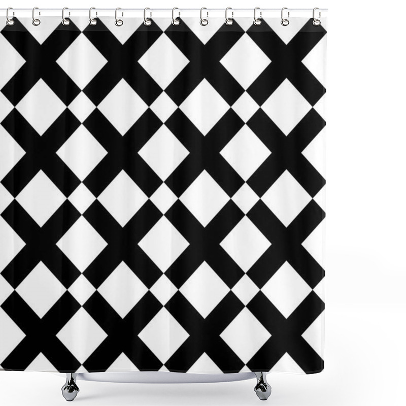 Personality  Tile Black And White X Cross Vector Pattern Shower Curtains