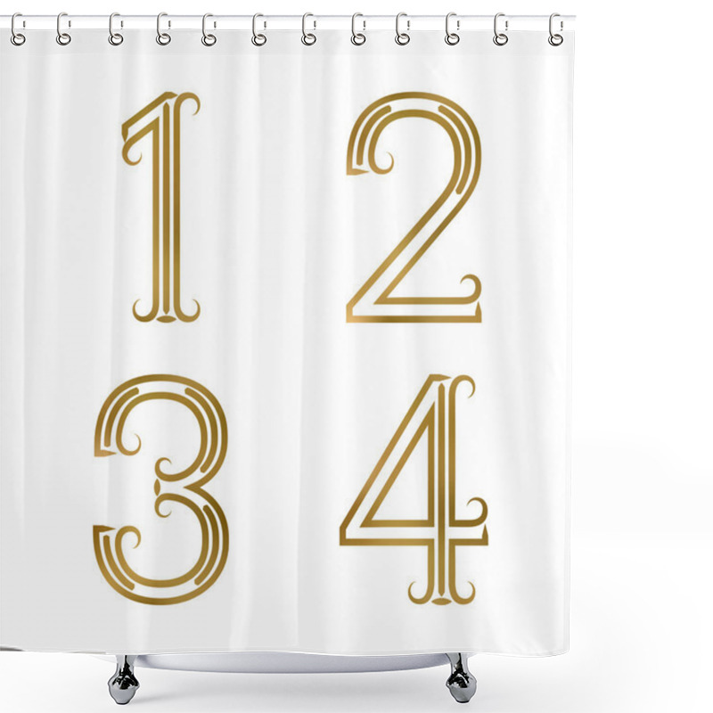 Personality  One, Two, Three, Four Golden Numbers. Shower Curtains