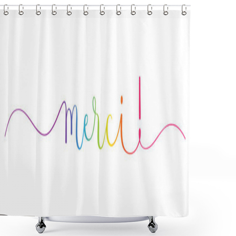 Personality  MERCI! Rainbow Brush Calligraphy Banner Shower Curtains