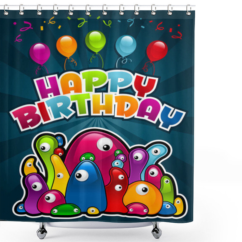 Personality  Birthday Party Monsters Shower Curtains