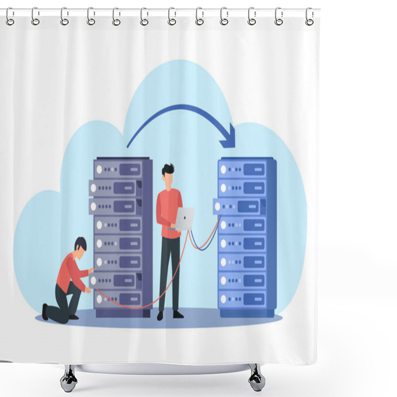 Personality  Server Migration Vector Illustration  Shower Curtains