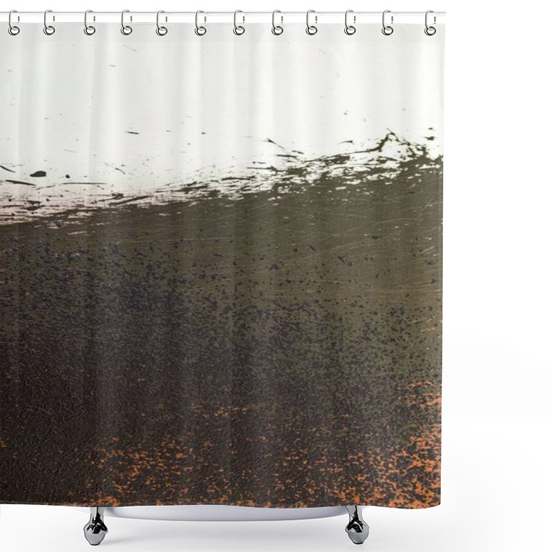 Personality  Textured Abstract Landscape In Earthy Tones With A Dramatic Contrast. Shower Curtains