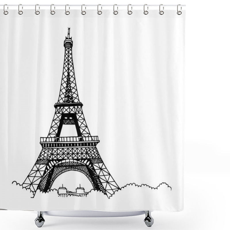 Personality  Hand Drawn Eiffel Tower Shower Curtains