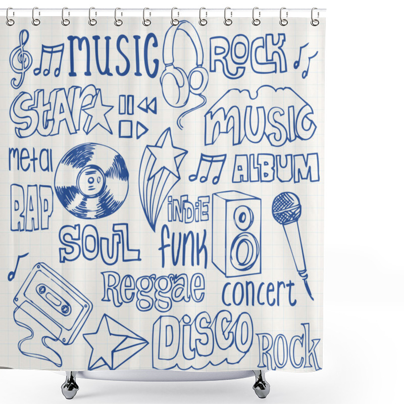 Personality  Music Doodles Shower Curtains