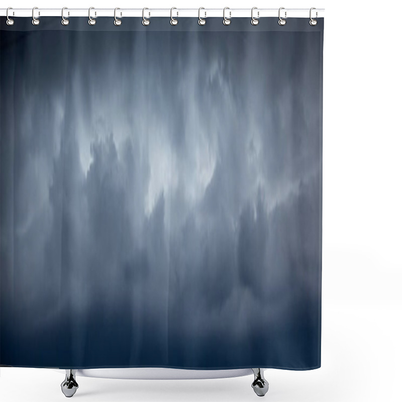 Personality  Dark Dramatic Stormy Sky. Dark Clouds In  Sky During  Hurricane. Panoramic Imag Shower Curtains