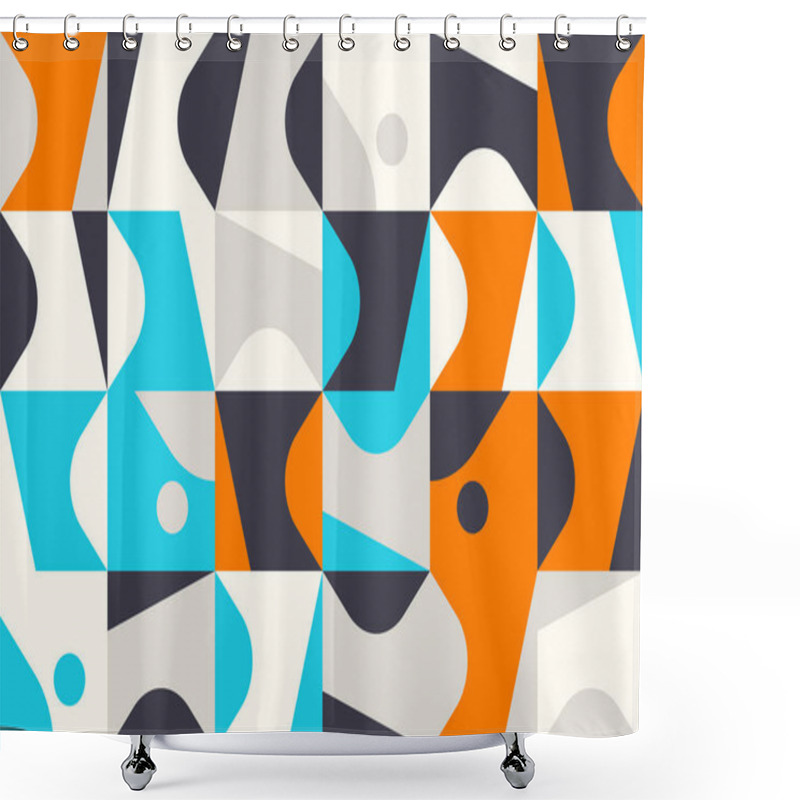 Personality  Deconstructed Postmodern Inspired Artwork Of Vector Abstract Symbols With Bold Geometric Shapes, Useful For Web Background, Poster Art Design, Magazine Front Page, Hi-tech Print, Cover Artwork. Shower Curtains