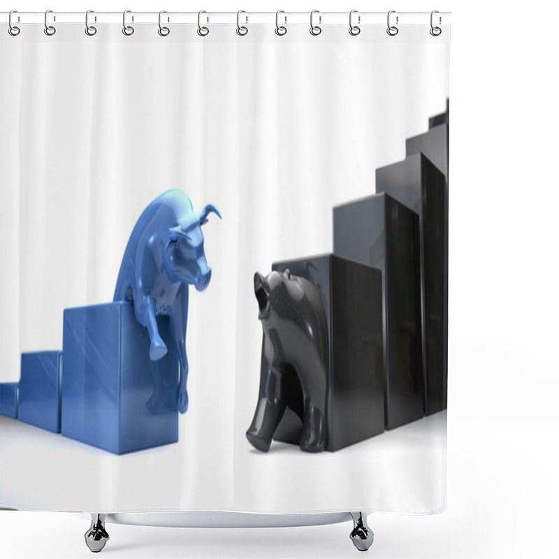 Personality  Bull & Bear Econonomic Trends Converge Shower Curtains